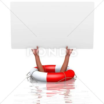 Blank card in drowning hands Stock Illustration