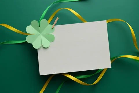 Blank card with a four-leaf clover Stock Photos