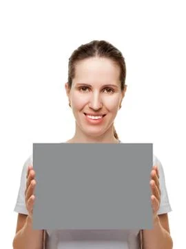Blank card in hand Stock Photos