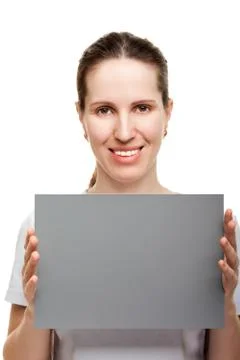 Blank card in hand Stock Photos