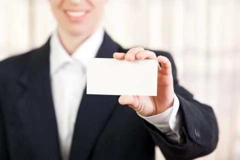 Blank card in women hand Stock Photos