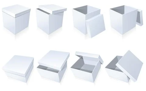 Blank cardboard  boxes with cover Stock Illustration
