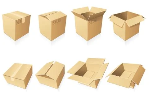 Blank cardboard  boxes Stock Illustration