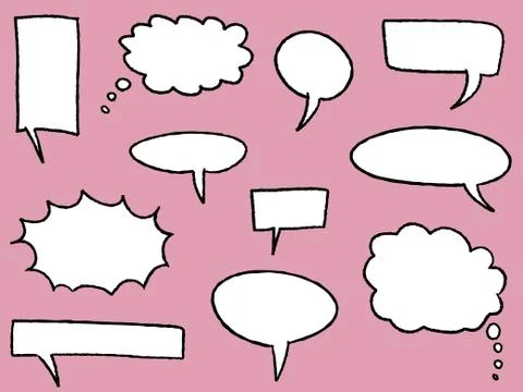 Blank cartoon bubbles set - collection of speech and thought bubbles. Comic b Stock Illustration