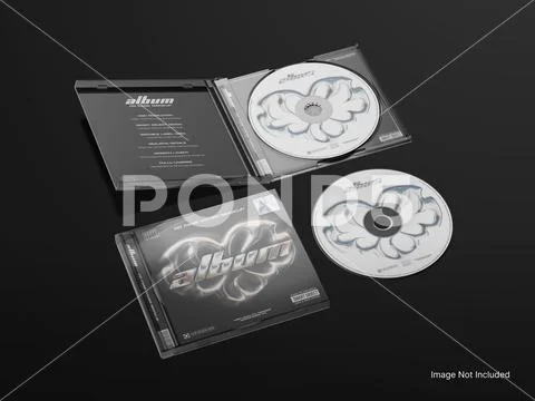 Blank CD Case with Compact Disk Mockup 3D Rendering Packaging PSD Template