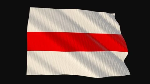 Blank centre band flag waving in the wind on a black background 스톡 동영상 343207854