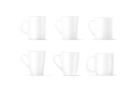 Blank ceramic 11oz mug with handle mockup, different types, isolated Stock Illustration