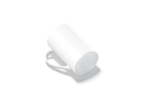 Blank ceramic narrow 11oz mug with handle mockup lying bottom Illustration