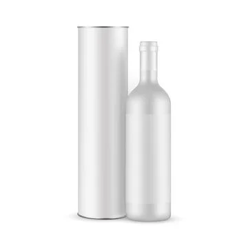 Blank Ceramic Wine Bottle With Label and Cardboard Tube Stock Illustration