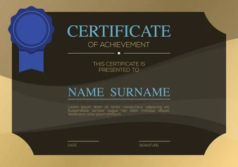 Blank Certified Border Template Vector Illustration Stock Illustration