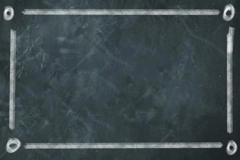 Blank chalkboard with hand drawn white chalk frame border Illustrazione stock