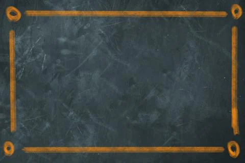 Blank chalkboard with orange chalk frame border and copy space Illustrazione stock