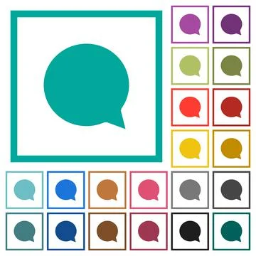 Blank chat bubble flat color icons with quadrant frames Stock Illustration
