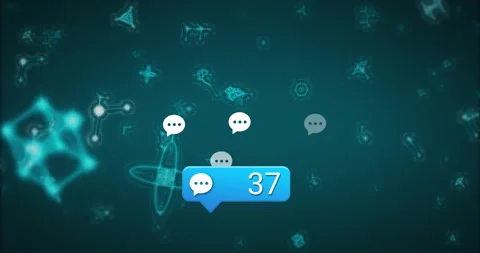 Blank chat bubble floating to center starting comment count increase icons Stock Footage 313355111