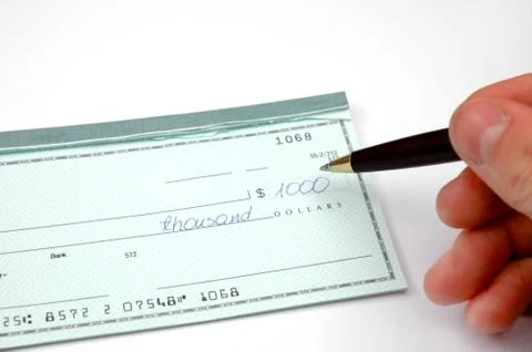 Blank check Stock Photos