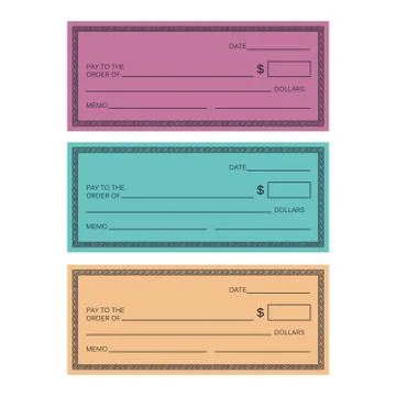 Blank check template. Check template. Banking check template Stock Illustration