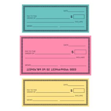 Blank check template. Check template. Banking check template Stock Illustration