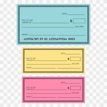 Blank check template. Check template. Banking check template Stock Illustration