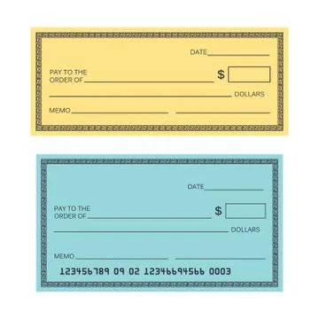 Blank check template. Check vector template. Banking check template Stock Illustration