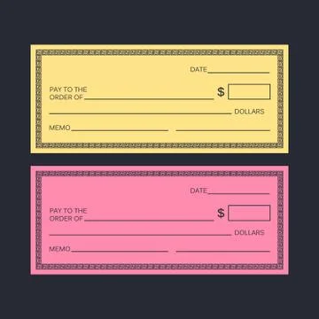 Blank check template. Check vector template. Banking check template Stock Illustration
