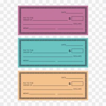 Blank check template. Check vector template. Banking check template Stock Illustration