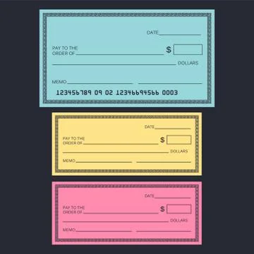 Blank check template. Check vector template. Banking check template Illustrazione stock
