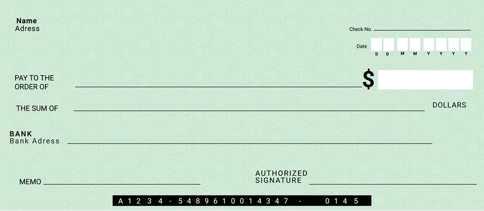 Blank Check template vector Stock Illustration