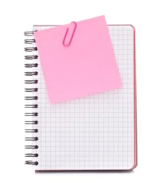 Blank checked notebook with notice paper Stock Photos
