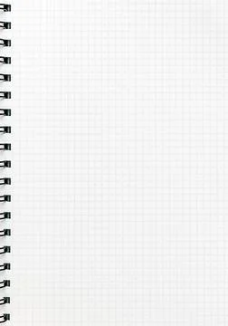 Blank checkered spiral notebook page with grid pattern and copy space, clean  Stock Photos
