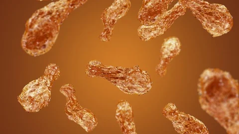 Blank chicken wings falling mockup on color background, looped switch Stock Footage 99581102