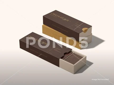 Blank Chocolate Box Mockup with Opened and Closed Boxes PSD Template