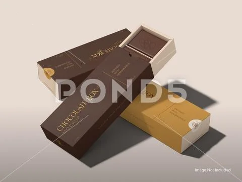 Blank Chocolate Box Mockup with Packaging and Product Presentation PSD Template
