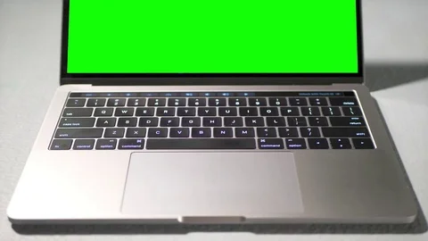 Blank Chroma Key Screen, Green Screen Blank Background, Business Internet Laptop Stock Footage 85105331