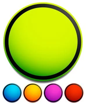 Blank circle design elements in 4 colors. Green, blue, yellow, purple and red Stock Illustration