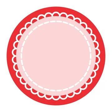 Blank Circle with Red Trim and White Scalloped Edge Stock Illustration