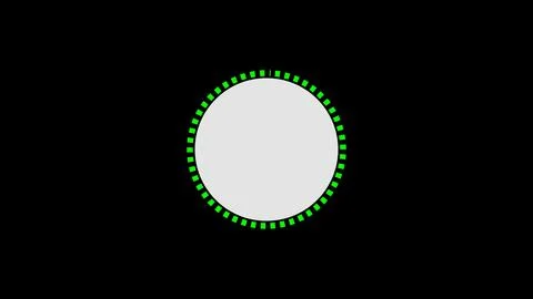 Blank circle shape with green dashed border on black background. Stock Photos