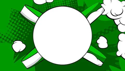 Blank Circle shape on Green pop art comics Background Illustration. Cartoon.. Stock Illustration