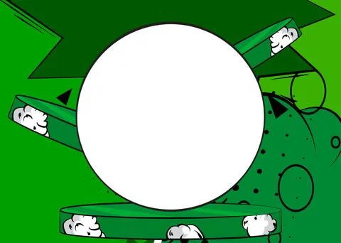 Blank Circle shape on Green pop art comics Background Illustration. Cartoon.. Stock Illustration