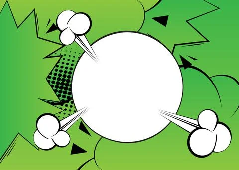 Blank Circle shape on Green pop art comics Background Illustration. Cartoon.. Stock Illustration