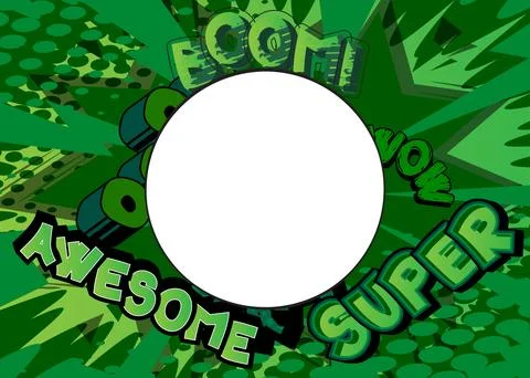 Blank Circle shape on Green pop art comics Background Illustration. Cartoon.. Stock Illustration