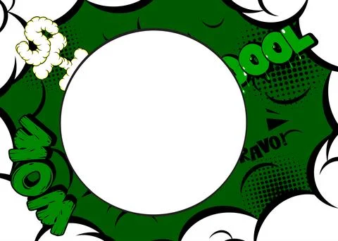 Blank Circle shape on Green pop art comics Background Illustration. Cartoon.. Stock Illustration