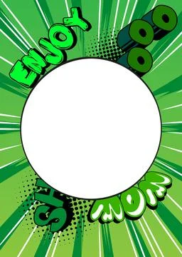 Blank Circle shape on Green pop art comics Background Illustration. Cartoon.. Stock Illustration