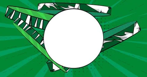 Blank Circle shape on Green pop art comics Background Illustration. Cartoon.. Stock Illustration