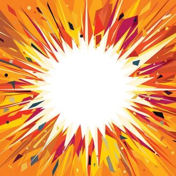 Blank circle with sharp thorns frame exploded and burst into flames with or.. Illustrazione stock