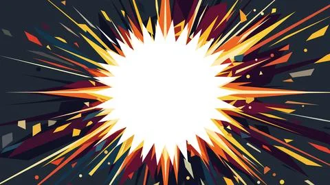 Blank circle with shatp thorns frame exploded and burst into flames with da.. Illustrazione stock