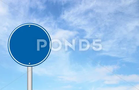 Blank circle sign with blue sky Stock Illustration