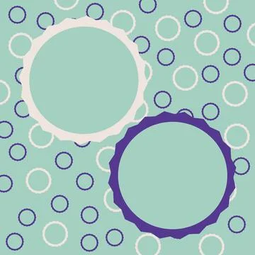 Blank Circle Speech Bubbles With Round Shapes Over Color Background Design Stock Illustration