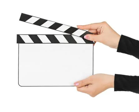 Blank clapboard in hands Stock Photos