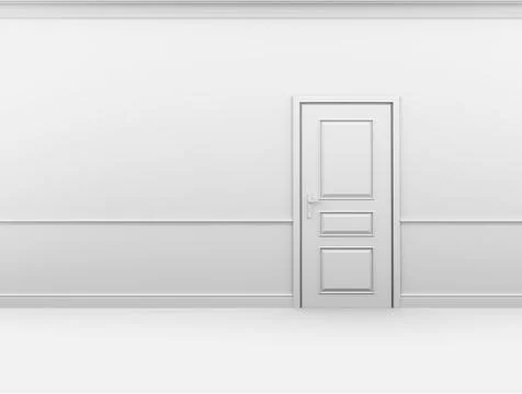 Blank clean interior with closed door Illustrazione stock