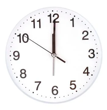 The blank clock face with hour, minute and second hands isolated on white bac Stock Photos